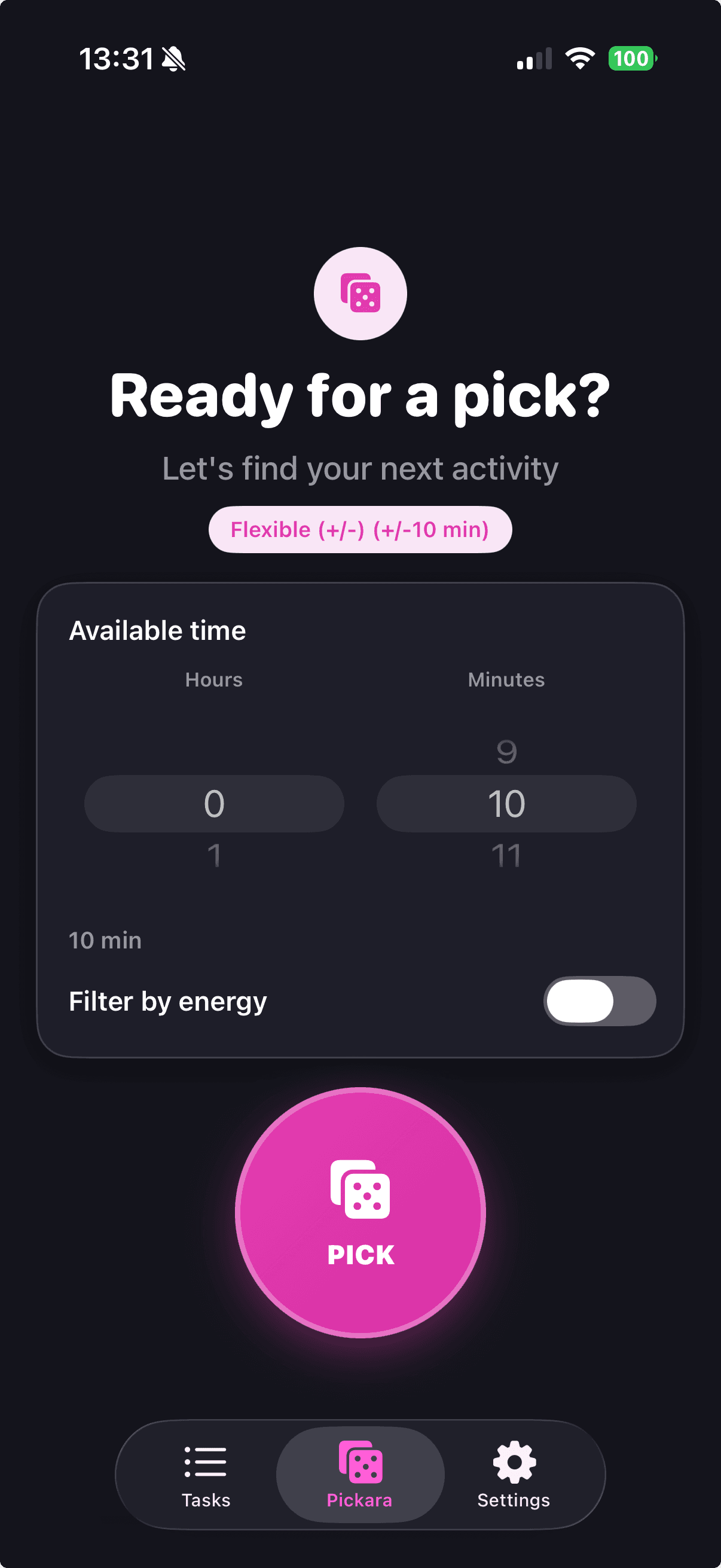 Pickara picker screen